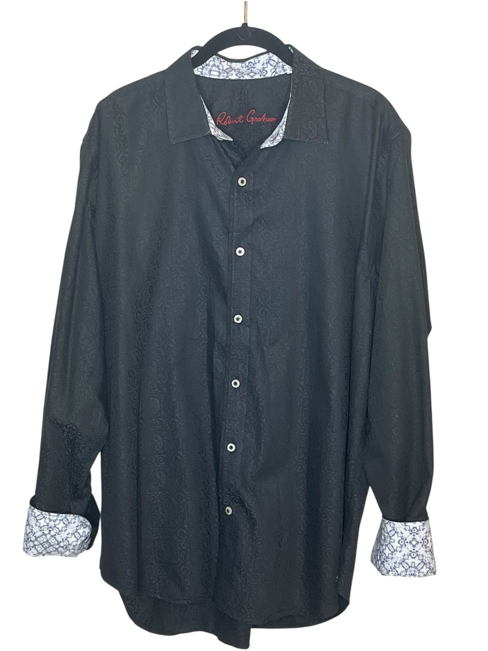 ROBERT GRAHAM Classic Fit Black Jacquard Button Down